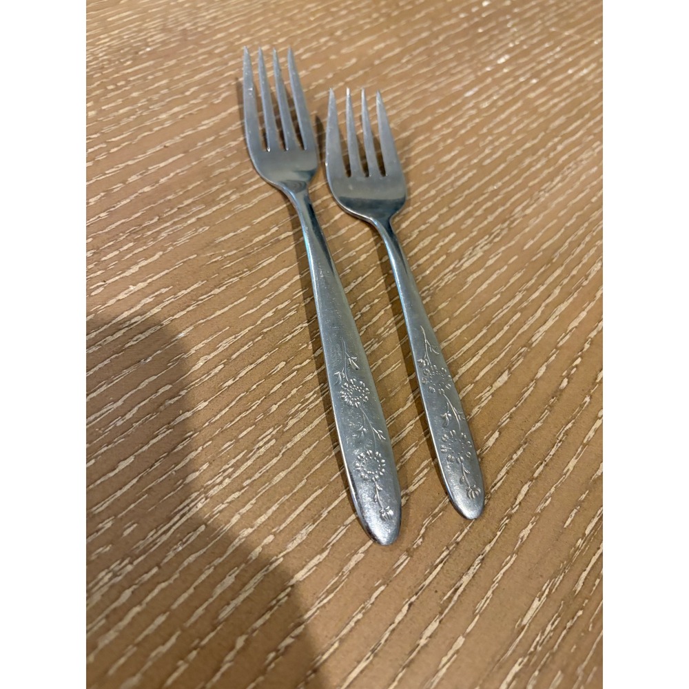 Vintage Sears Roebuck Wood Dale Stainless Steel Dinner & Salad Forks Lot of 2